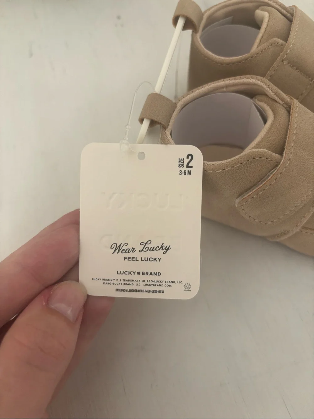 Lucky Brand Beige/Tan Baby Walker Shoes with Velcro Straps